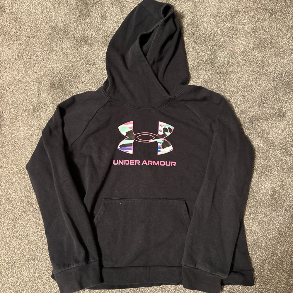 Under Armour Black Kids Hoodie with Multicolor Logo